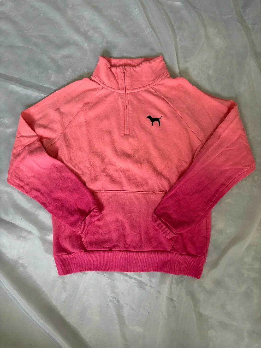 Pink Victoria’s Secret PINK & GRAY Ombre Half-Zip Sweatshirts with Dog Logo